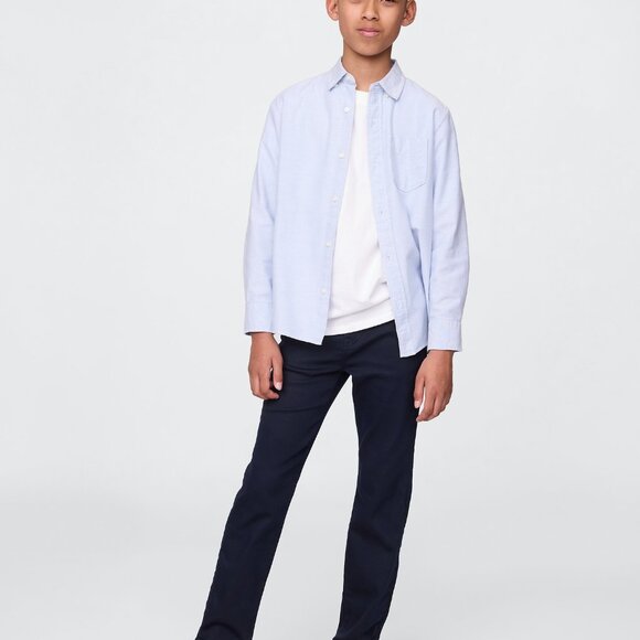 NWT Gap Boys 16 Husky Uniform Lived In Khakis in Navy - Picture 1 of 5